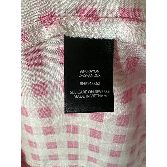 Torrid Fit & Flare Rayon Slub Button Up 3/4 Sleeve Gingham Peasant Top Size 1X - Picture 14 of 15